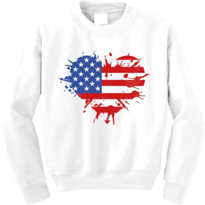 4th Of July American Flag Patriotic I Heart The USA Kids Sweatshirt