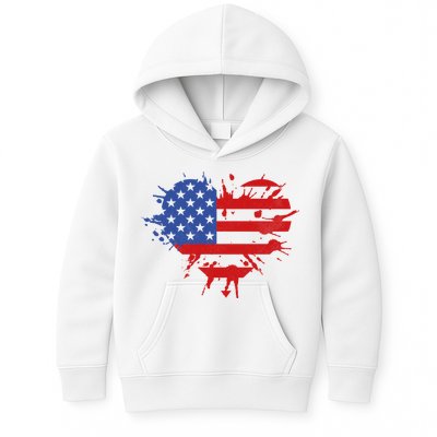 4th Of July American Flag Patriotic I Heart The USA Kids Hoodie