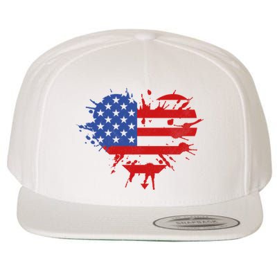 4th Of July American Flag Patriotic I Heart The USA Wool Snapback Cap