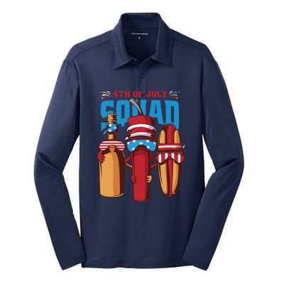 4th Of July Squad Silk Touch Performance Long Sleeve Polo