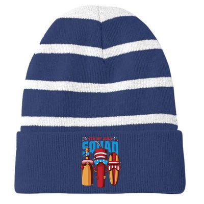 4th Of July Squad Striped Beanie with Solid Band