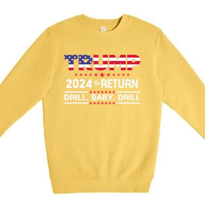 4th Of July Trump 2024 Drill Baby Drill Us Flag Republican Gift Premium Crewneck Sweatshirt