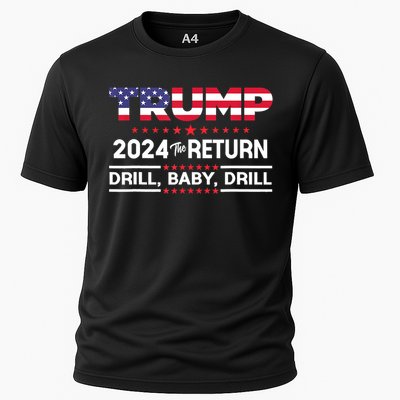 4th Of July Trump 2024 Drill Baby Drill Us Flag Republican Gift Cooling Performance Crew T-Shirt