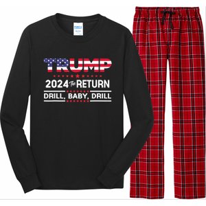 4th Of July Trump 2024 Drill Baby Drill Us Flag Republican Gift Long Sleeve Pajama Set