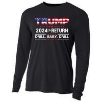 4th Of July Trump 2024 Drill Baby Drill Us Flag Republican Gift Cooling Performance Long Sleeve Crew