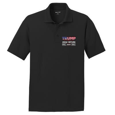 4th Of July Trump 2024 Drill Baby Drill Us Flag Republican Gift PosiCharge RacerMesh Polo