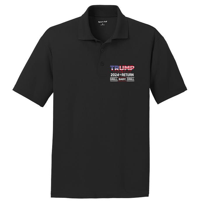 4th Of July Trump 2024 Drill Baby Drill Us Flag Republican Gift PosiCharge RacerMesh Polo