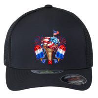 4th Of July Patriotic Ice Cream Popsicle American Flag Flexfit Unipanel Trucker Cap