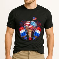 4th Of July Patriotic Ice Cream Popsicle American Flag Cooling Performance Crew T-Shirt
