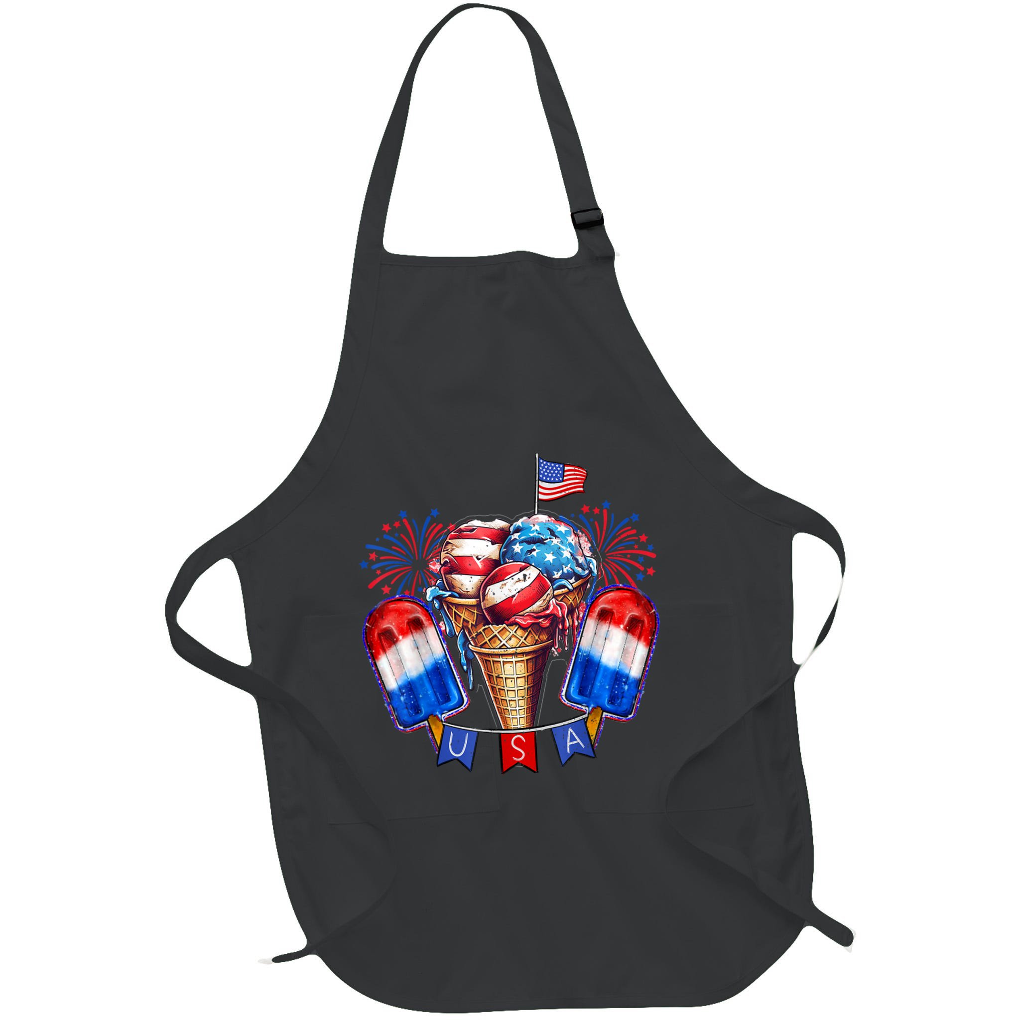 4th Of July Patriotic Ice Cream Popsicle American Flag Apron