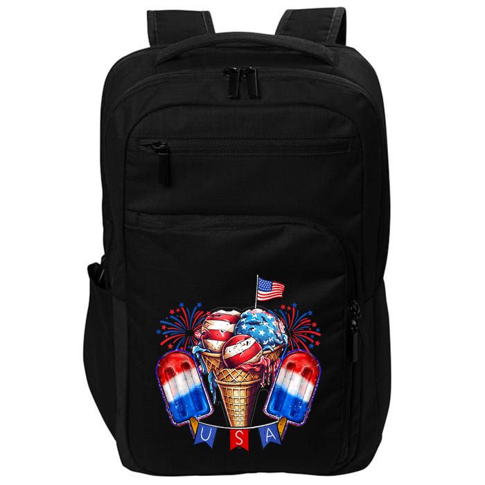 4th Of July Patriotic Ice Cream Popsicle American Flag Impact Tech Backpack