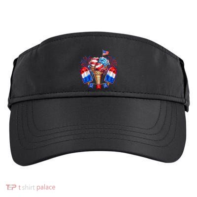 4th Of July Patriotic Ice Cream Popsicle American Flag Adult Drive Performance Visor