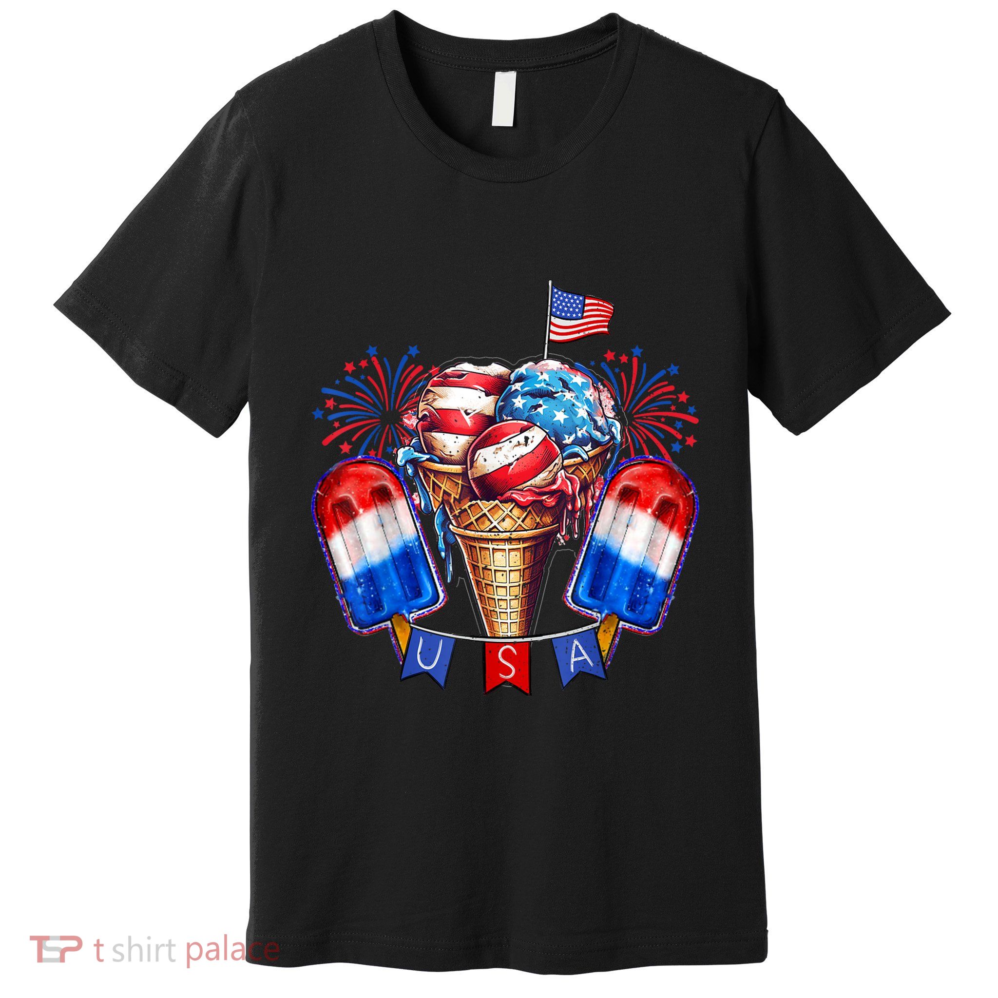 4th Of July Patriotic Ice Cream Popsicle American Flag Premium T-Shirt