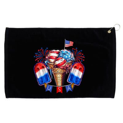4th Of July Patriotic Ice Cream Popsicle American Flag Grommeted Golf Towel