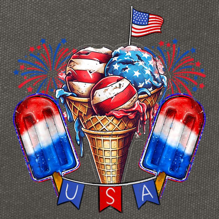 4th Of July Patriotic Ice Cream Popsicle American Flag Cotton Canvas Backpack