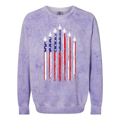 4th Of July Veteran Patriotic Fighter Jets Colorblast Crewneck Sweatshirt