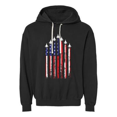 4th Of July Veteran Patriotic Fighter Jets Garment-Dyed Fleece Hoodie