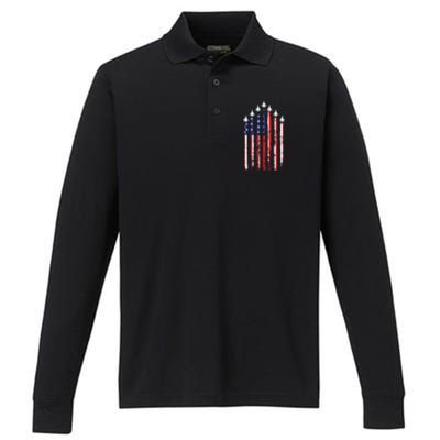 4th Of July Veteran Patriotic Fighter Jets Performance Long Sleeve Polo