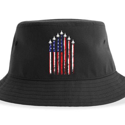 4th Of July Veteran Patriotic Fighter Jets Sustainable Bucket Hat