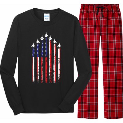 4th Of July Veteran Patriotic Fighter Jets Long Sleeve Pajama Set