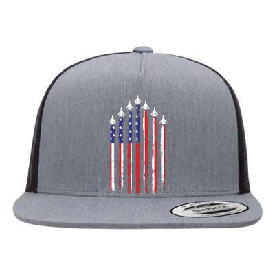 4th Of July Veteran Patriotic Fighter Jets Flat Bill Trucker Hat