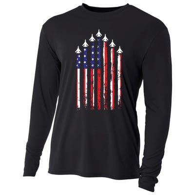 4th Of July Veteran Patriotic Fighter Jets Cooling Performance Long Sleeve Crew