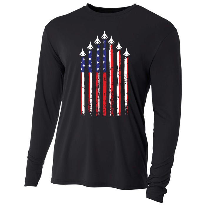 4th Of July Veteran Patriotic Fighter Jets Cooling Performance Long Sleeve Crew