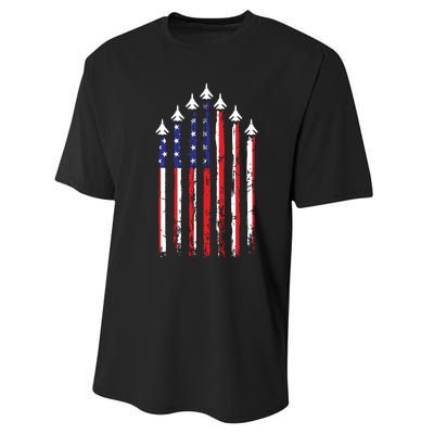 4th Of July Veteran Patriotic Fighter Jets Performance Sprint T-Shirt