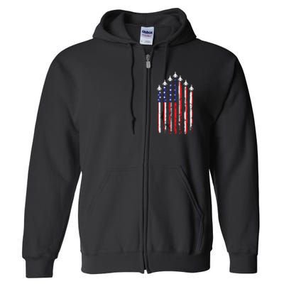 4th Of July Veteran Patriotic Fighter Jets Full Zip Hoodie