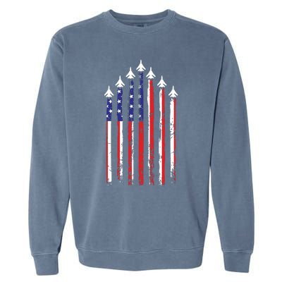 4th Of July Veteran Patriotic Fighter Jets Garment-Dyed Sweatshirt