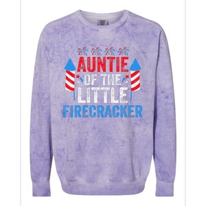 4th Of July Birthday Aunt Auntie Of The Little Firecracker Colorblast Crewneck Sweatshirt