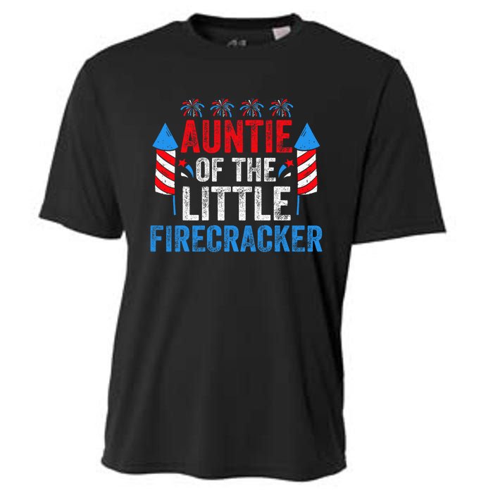 4th Of July Birthday Aunt Auntie Of The Little Firecracker Cooling Performance Crew T-Shirt