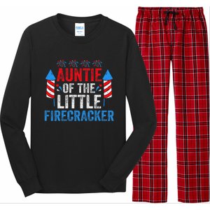 4th Of July Birthday Aunt Auntie Of The Little Firecracker Long Sleeve Pajama Set