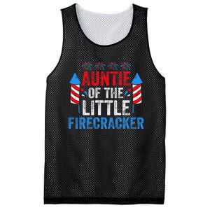 4th Of July Birthday Aunt Auntie Of The Little Firecracker Mesh Reversible Basketball Jersey Tank