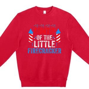 4th Of July Birthday Aunt Auntie Of The Little Firecracker Premium Crewneck Sweatshirt