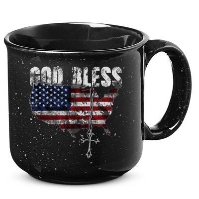 4th Of July American Flag God Bless America 15oz Campfire Ceramic Mug