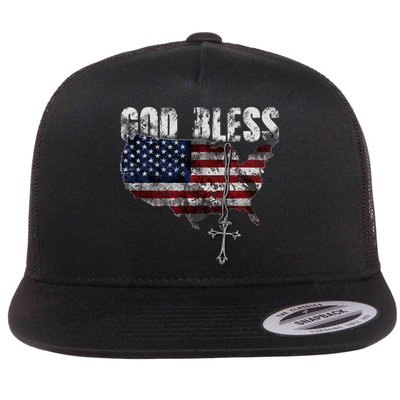 4th Of July American Flag God Bless America Flatbill Hat