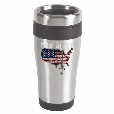 4th Of July American Flag God Bless America 16oz Travel Tumbler