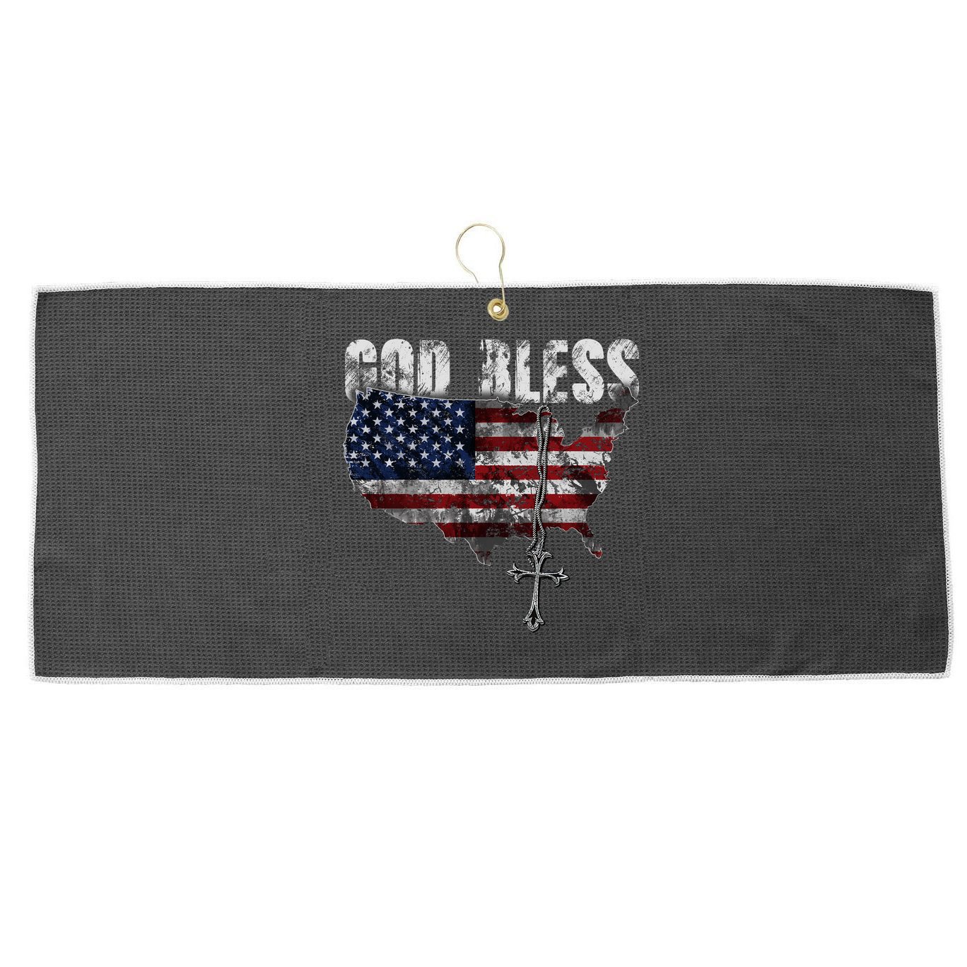 4th Of July American Flag God Bless America Large Microfiber Waffle Golf Towel