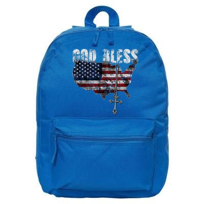 4th Of July American Flag God Bless America 16 in Basic Backpack