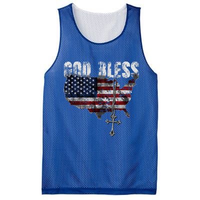 4th Of July American Flag God Bless America Mesh Reversible Basketball Jersey Tank