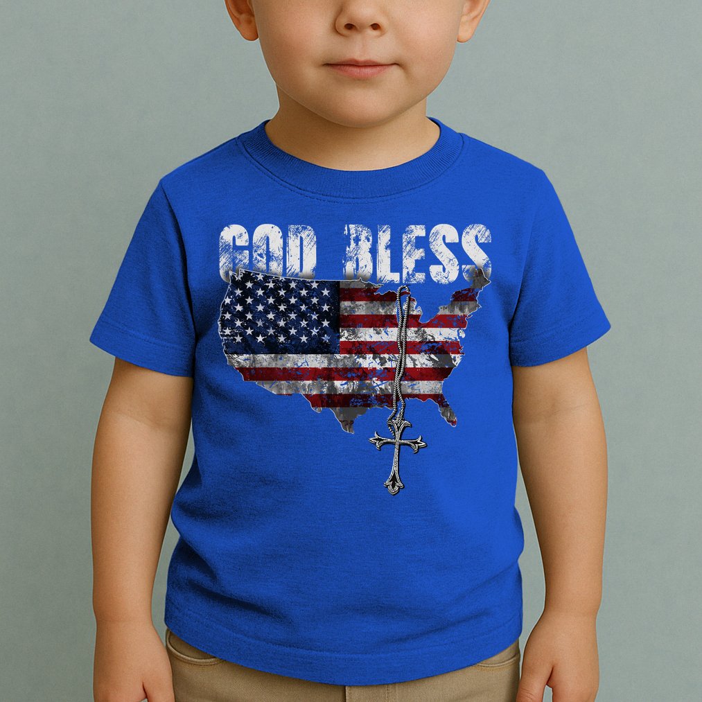 4th Of July American Flag God Bless America Toddler T-Shirt