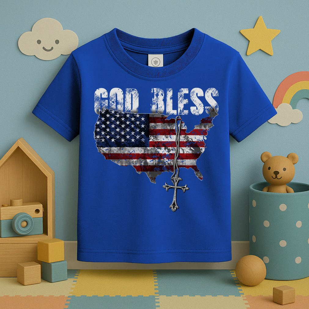 4th Of July American Flag God Bless America Toddler T-Shirt