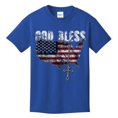 4th Of July American Flag God Bless America Kids T-Shirt