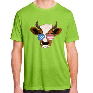 4th Of July Patriotic Cow Usa American Flag Cow Lover Farmer Gift Adult ChromaSoft Performance T-Shirt