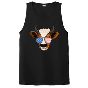 4th Of July Patriotic Cow Usa American Flag Cow Lover Farmer Gift PosiCharge Competitor Tank