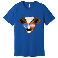 4th Of July Patriotic Cow Usa American Flag Cow Lover Farmer Gift Premium T-Shirt