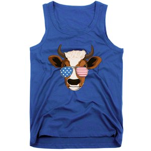 4th Of July Patriotic Cow Usa American Flag Cow Lover Farmer Gift Tank Top