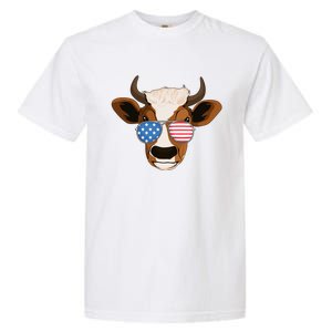 4th Of July Patriotic Cow Usa American Flag Cow Lover Farmer Gift Garment-Dyed Heavyweight T-Shirt