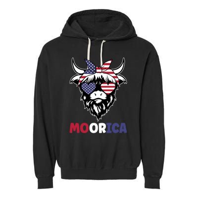 4th Of July Red White And Moo Patriotic Cow Farmer Gift Garment-Dyed Fleece Hoodie